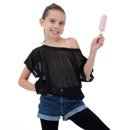 Mesh Dance Crop Top For Girls
