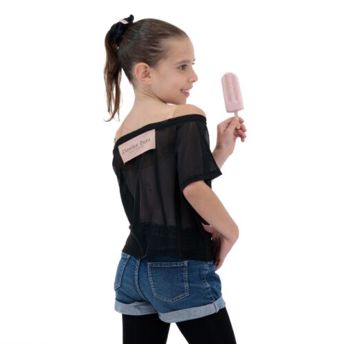 Mesh Black Dance Crop Top For Girls